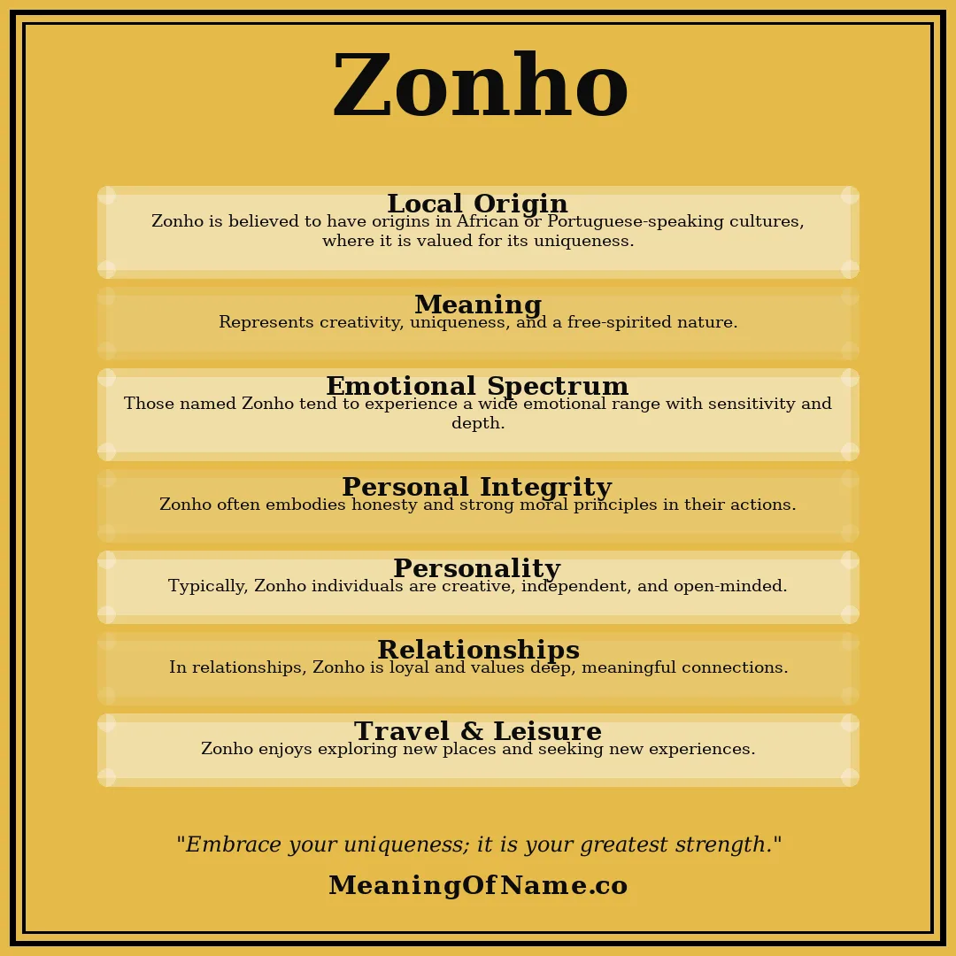 Zonho name meaning poster