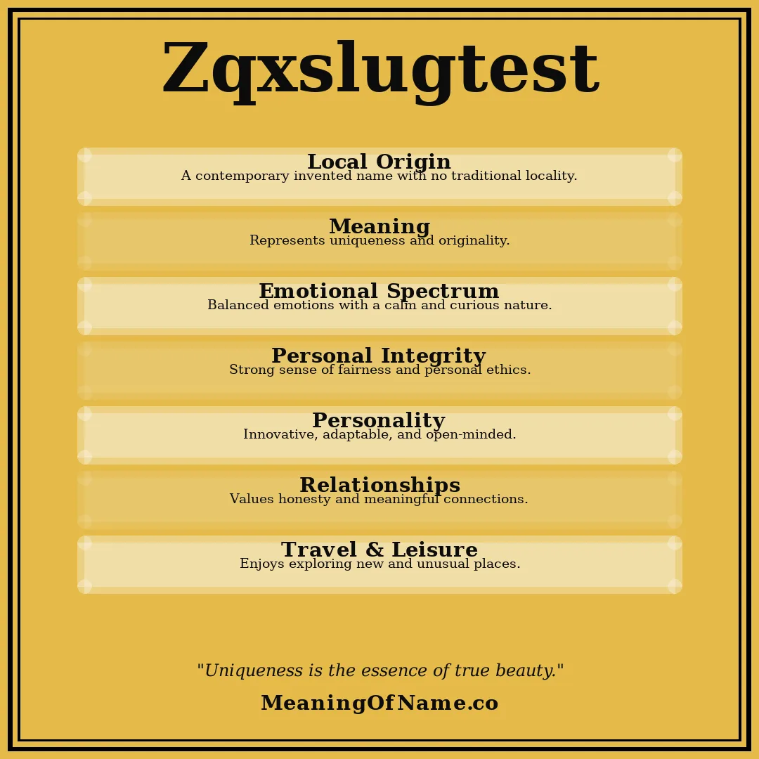 Zqxslugtest name meaning poster
