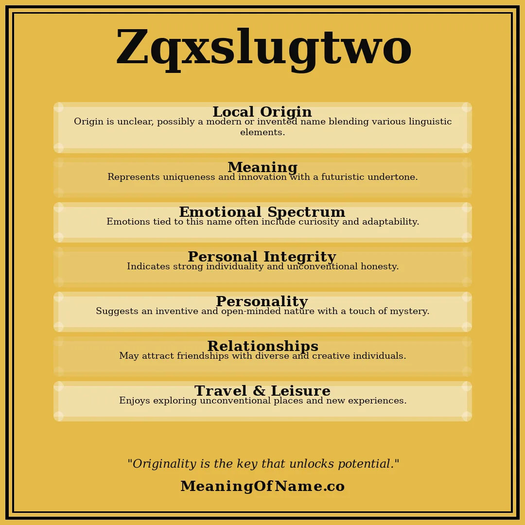 Zqxslugtwo name meaning poster